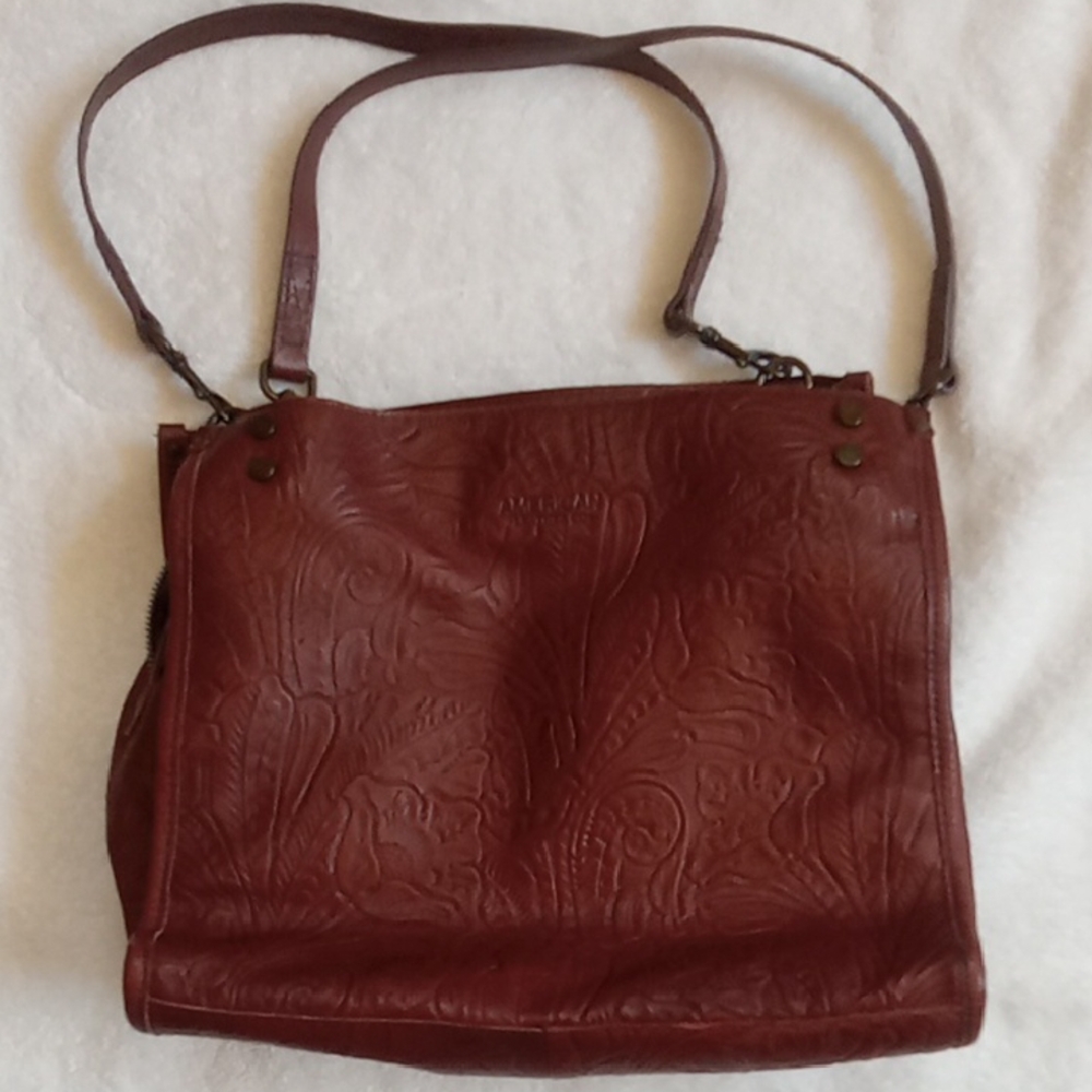 Elegant Brown American Leather Shoulder Bag Double Straps